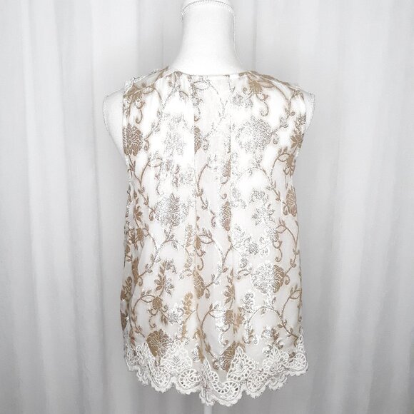 Moulinette Soeurs Skyler Shine Gold Lace Blouse - Picture 7 of 11